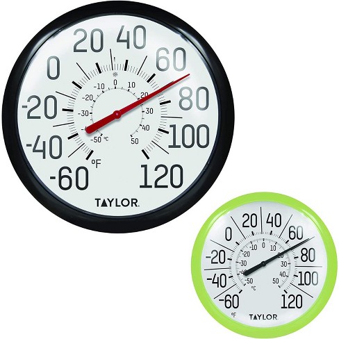 Taylor Precision Products Extra Large Metal Wall Indoor Outdoor  Thermometer,18 inch & Taylor Indoor Outdoor Thermometer