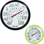 Taylor Precision Products Indoor/Outdoor Big & Bold Dial Wall Thermometers, Set of 2, Black and Green