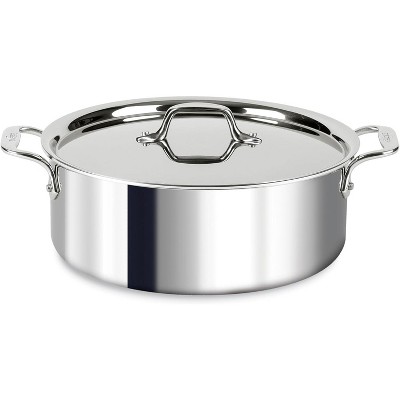 All-Clad D3 3-Ply Stainless Steel Stockpot 6 Quart Induction Oven Broiler Safe 600F Pots and Pans, Cookware Silver