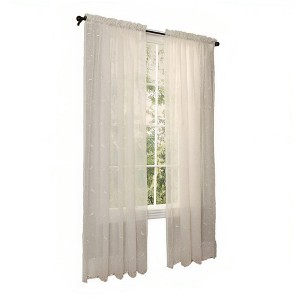 Commonwealth Habitat Hathaway Scroll Motif Tailored Sheer Window Panel - Cream - 1 of 3