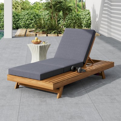 VisioGear Chaise Lounge Chairs, Pool Chairs Lounges with Triple Fold Cushion, Beach Recliners with Adjustable Backrest, Dark Gray, 79"*37.75"*34"