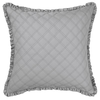 King Gray Floral Cotton 7-Piece Ruffled Bedspread Cover Set