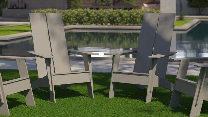Emma and Oliver Indoor/Outdoor Modern 2-Slat Adirondack Style Chair and Footrest, 2 of 12, play video