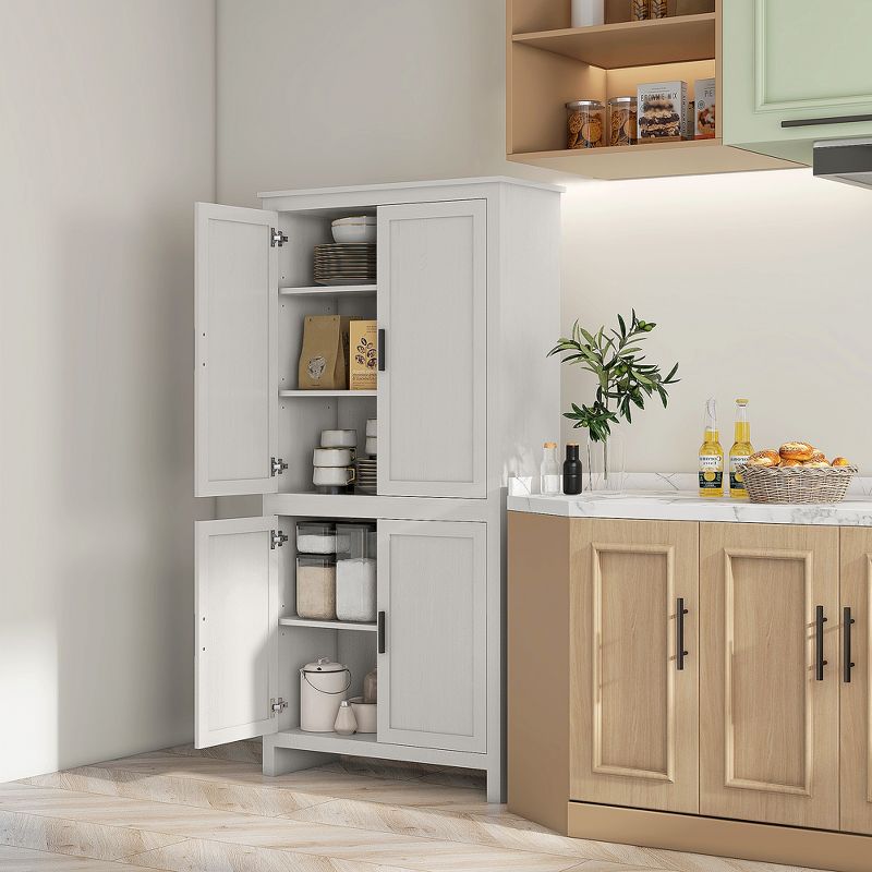 HOMCOM 64" 4-Door Kitchen Pantry, Freestanding Storage Cabinet with 3 Adjustable Shelves for Kitchen, Dining or Living Room, 2 of 7