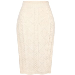 INSPIRE CHIC Women's Ribbed Elastic High Waist Stretchy Pencil Casual Sweater Midi Skirt - 1 of 4