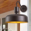 Dewdrop Outdoor Wall Light, Industrial Farmhouse Black Barn Style Wall Sconce with Metal Dome Shade for Porch Garage - 4 of 4