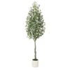 COZONY 5/6/7FT Artificial Olive Tree in White Planter, Faux Tree with Wood Trunk & Fruits for Decor - 2 of 4