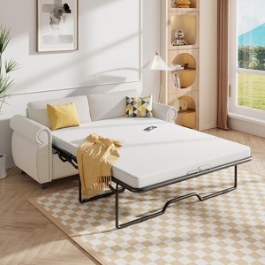 Mjkone Pull Out Sofa Bed,Full Size Sleeper Sofa Couch with Memory Foam Mattress - 1 of 4