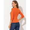 INSPIRE CHIC Women's V Neck 3/4 Sleeves Solid Knitted Buttons Decor Ruched Blouse - 4 of 4