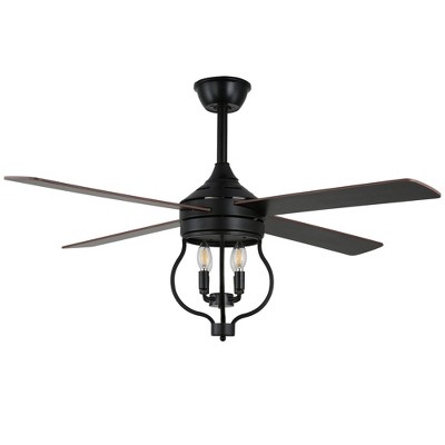 Bella Depot 52" Farmhouse Black Wood Ceiling Fan 6-Speed Reversible Blades with Remote Control and Light Kit(Bulbs not Included)