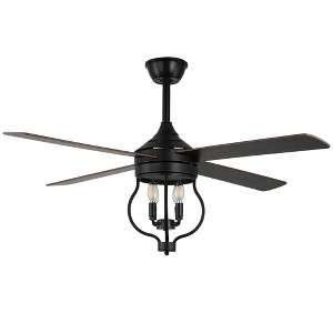 Bella Depot 52" Farmhouse Black Wood Ceiling Fan 6-Speed Reversible Blades with Remote Control and Light Kit(Bulbs not Included) - 1 of 4