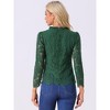 Allegra K Women's Lace Long Sleeve Keyhole Back Ruffle Neck Floral Blouse - 4 of 4