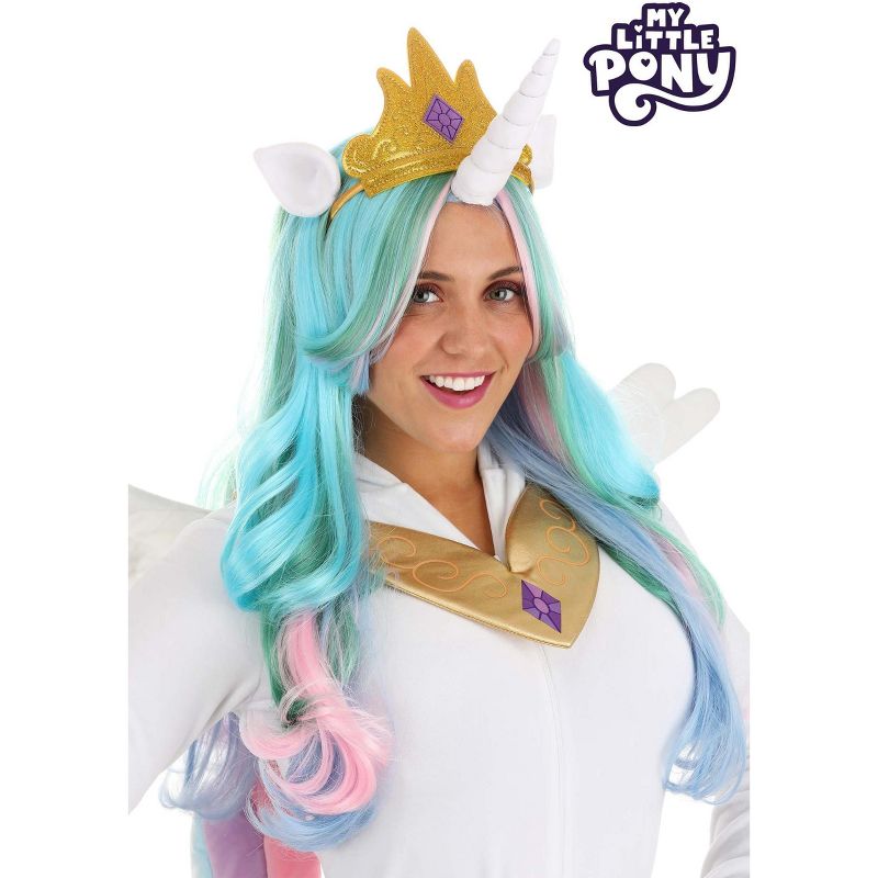 HalloweenCostumes.com One Size Fits Most Women My Little Pony Princess Celestia Women's Wig, Pink/Blue/Blue, 3 of 4