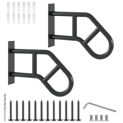 18 in. x 3.2 in. Wall Mounted Black Steel U-Shaped Stair Railing Kit for 1-3 Steps