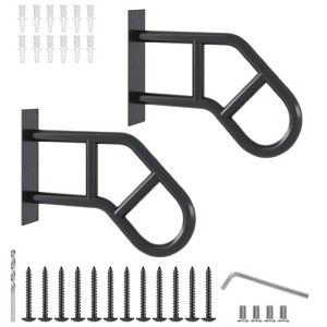 18 in. x 3.2 in. Wall Mounted Black Steel U-Shaped Stair Railing Kit for 1-3 Steps - 1 of 4