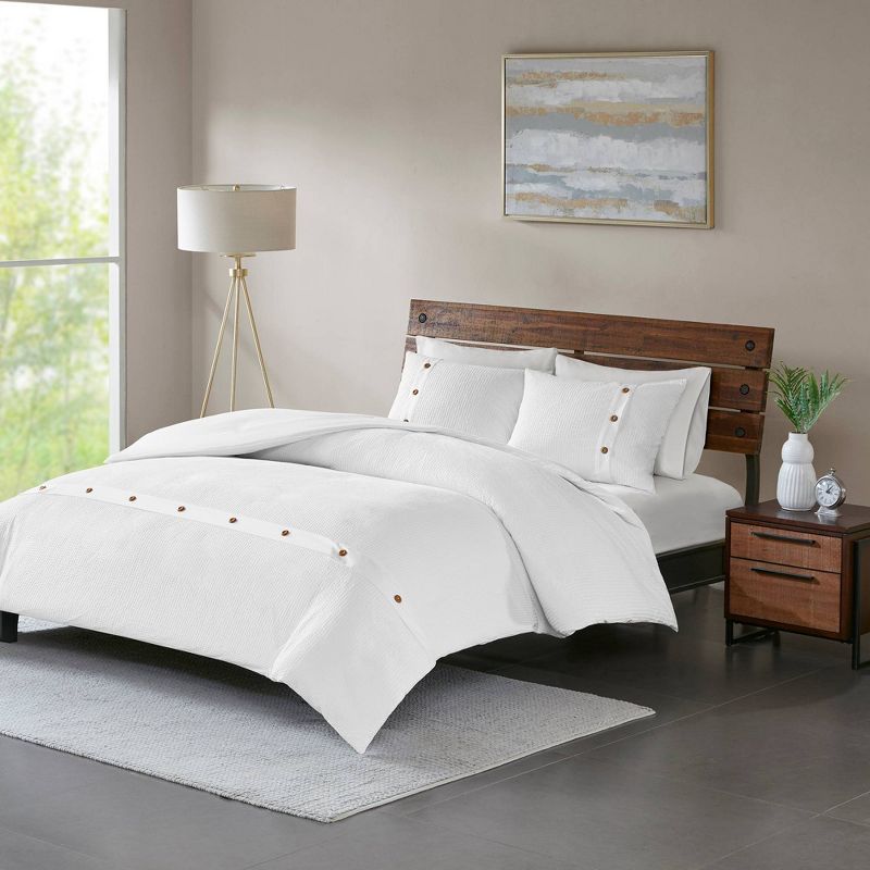 3pc Lucina Cotton Waffle Weave Duvet Cover Set, 3 of 13