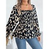 Coolmee Women's Blouses Casual Ruffled Square Neck Dressy Leopard Print Long Sleeved Chiffon Shirt - 4 of 4