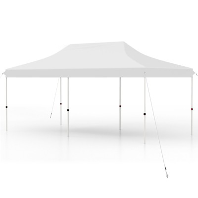 Tangkula 10 x 20FT Pop-up Canopy Tent Folding Instant Sun Shelter w/ 3 Adjustable Heights Carrying Bag 12 Stakes & 6 Ropes Heavy-Duty Outdoor Commercial Tent for Patio Black/Grey/White/Blue