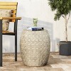 Okak Minimalist LightWeight Concrete Outdoor Side Table Indoor End Tables, Decorative Garden Accent Table Stools for Yard Balcony Patio, Yellow - 2 of 4