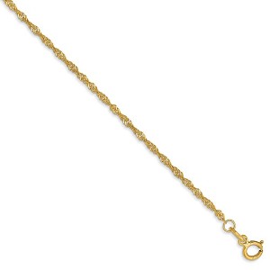 Black Bow Jewelry 1.4mm, 14k Yellow Gold, Singapore Chain Anklet - 1 of 4