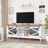 GustoWave 66'' Large TV Stand, Entertainment Center with Sliding Barn Doors& Open Storage, TV Media Console Table with Storage Shelves, White & Brown - 3 of 4