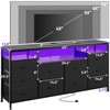 63" Long TV Stand Dresser with 10 Fabric Drawers, Safety Power Outlet & LED Lights, Sturdy Storage Unit for 75 Inch TV - 3 of 4