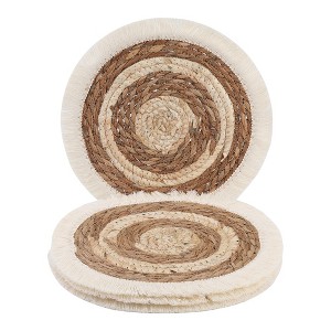 REGALWOVEN Farmhouse Placemats Set of 4 Woven Placemats for Dining Table Decor Indoor Kitchen Table Mat with Tassel - 1 of 4