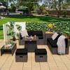 Costway 9PCS Patio Rattan Furniture Set Fire Pit Space-saving W/ Cushion cover - image 2 of 4