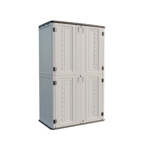 FURNIinspire Storage Sheds, Vertical Storage Shed with Flip Cover, Multiple Wall Panels and Ample Space for Outdoor Storage, White, 50"*29"*82" - 1 of 4