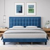 homfan King Size Bed Frame with Adjustable Headboard, Velvet Upholstered Platform Bed Frame, Button Tufted/Wood Slat Support/No Box Spring Needed - 3 of 4
