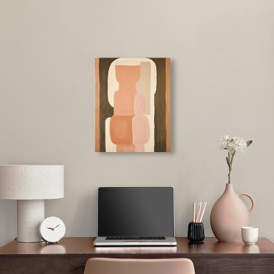 Earthy Brown and Beige Abstract Canvas Wall Art, 20" x 16"