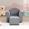 XIYUYEU Dining Room Chair, Kids Upholstered Couch with Two Cup Holder, Footrest, Backrest, Toddlers Velvet Recliner with Headrest and Footrest - 3 of 4