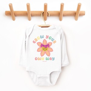 The Juniper Shop Mini Smiley Grow Your Own Way Long Sleeve Bodysuit - NB - White - 1 of 4