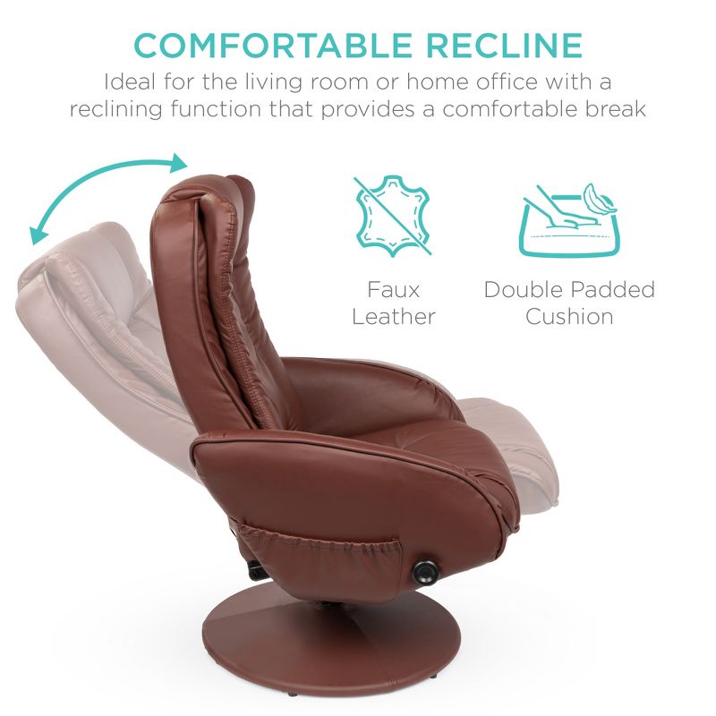 Best Choice Products Faux Leather Electric Massage Recliner Chair w/ Stool Ottoman, Remote Control, 5 Modes, 4 of 8