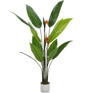 4FT Artificial Tropical Plant in Pot, PEVA Leaf Fake Tree with Realistic Green Foliage for Indoor Outdoor Home Office Decor - 1 of 4
