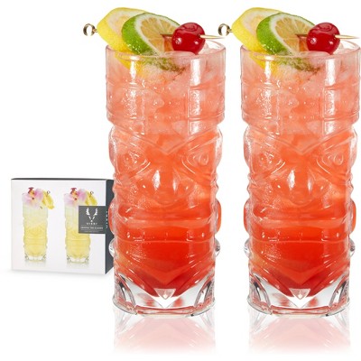 Viski Pacific Crystal Tiki Glasses Set Of 2 - Premium Crystal Clear ...