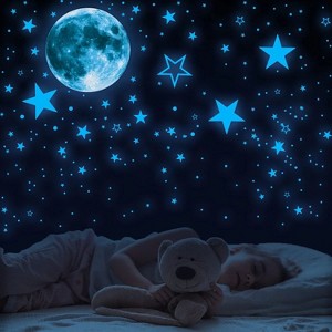 Vudeco 1109 Pieces Glow in the Dark Stars and Moon Stickers Set - Great Bedroom Wall Decor - 1 of 4
