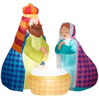 Gemmy Christmas Airblown Inflatable Harlequin Nativity Scene, 5.5 ft Tall, Multi