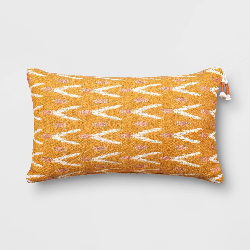 Photos - Pillow Lumbar Woven Ikat  Gold - Threshold™