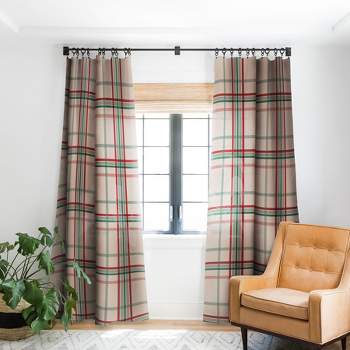 Emanuela Carratoni Tartan Theme On Pink 50" x 96" Single Panel Room Darkening Window Curtain - Deny Designs