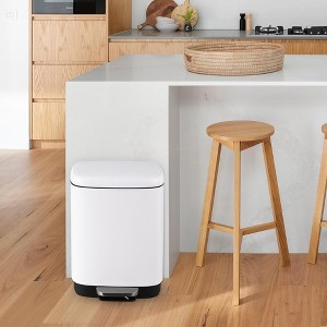 12L Bathroom Trash Can with Lid, Stainless Steel Kitchen Trash Can with Odor-Protective Lid | Hands-Free, with Foot Pedal and Trash Bag Ring - 1 of 4