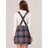 Allegra K Women's Plaid Preppy Knit Crossover V Neck Pinafore Mini Dress - 4 of 4