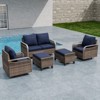 EAGLE PEAK Wicker Outdoor Patio Conversation Set, 2 Swivel Rocking Chairs, 2-Seat Loveseat and 2 Ottomans, 5 Pieces - 2 of 4