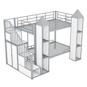 TiramisuBest Black Full XL Over Queen Metal Bunk Bed with Ladder and Slats Support - Ideal for Adults and Teens, Sturdy and Easy to Assemble - 1 of 4