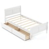 Costway Twin Size Bed Frame with 2 Storage Drawers Wood Platform Bed with Headboard Beige/White - 2 of 4