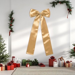 1pcs Christmas Tree Topper Bow 23.62 x 62.99 Classic Gold Ribbon Bow for Xmas Tree Decor Fireplace,Staircase,Holiday Party & Wedding Decorations - 1 of 4