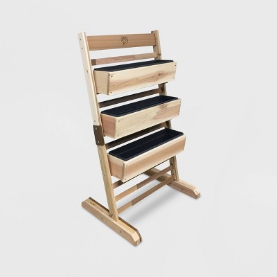 48" Vertical Rectangular Garden Planter With Irrigation Slate Cedar - GRO Products