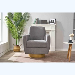 APRILSOUL 360 degree rotating sofa armchair cotton linen skin friendly fabric Ergonomic design Living room chair Bedroom chair - 1 of 4