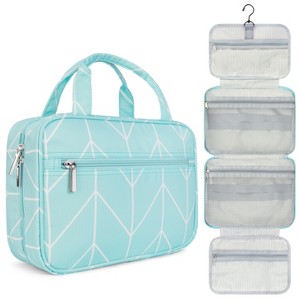 PAVILIA Hanging Toiletry Bag Travel Women Men, Foldable Cosmetic Organizer, Water Resistant Makeup Accessories Essentials Kit - 1 of 4