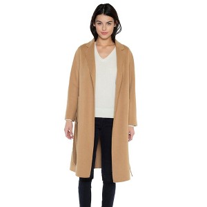 JENNIE LIU Women's Cashmere Wool Double Face Overcoat with Belt - 1 of 4